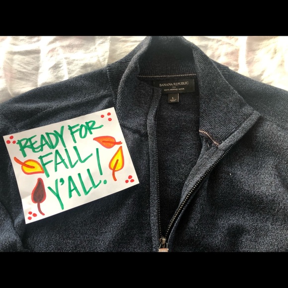 Grey L Banana Republic zip up sweater blazer - Picture 4 of 6